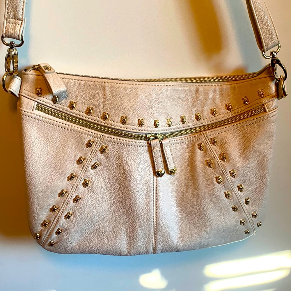 Betsey Johnson Cream Clutch with Skulls